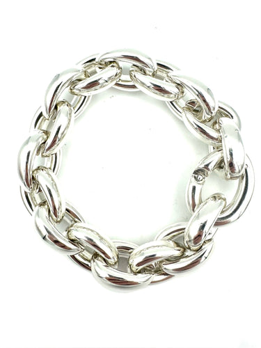 Bracelet HERMES. Collection "Acrobate", bracelet argent GM 58 Facettes