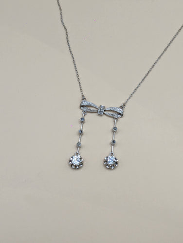 Collier Collier négligé 1920 or blanc 18k et diamants 58 Facettes