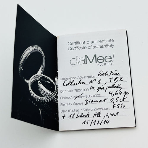 Bague 51 Bague or blanc avec diamant solitaire 0,50ct 58 Facettes 20400000842