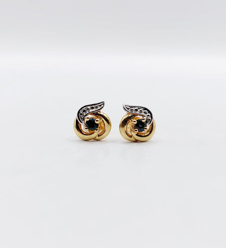 Boucles d'oreilles Puces d'oreilles vintage style art nouveau en or 18k et saphirs 58 Facettes A06585