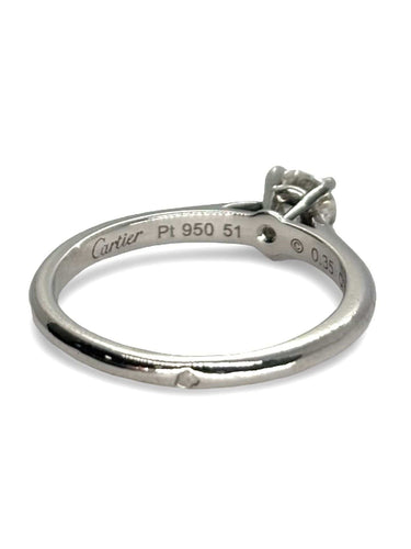 Bague 51 Solitaire 1895 en platine de Cartier 58 Facettes 1180