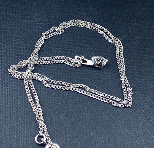 Collier Chaîne et pendentif en or blanc, diamant 0,40 carat 58 Facettes AB633