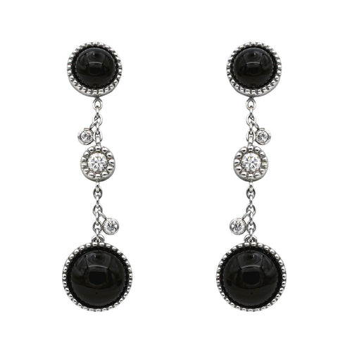 Boucles d'oreilles Susie Otero Boucles d'oreilles Pendantes  Or blanc Diamant, Onyx 58 Facettes 578248CD