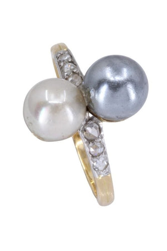 Bague BAGUE PERLES ET DIAMANTS ART-NOUVEAU 58 Facettes 094681