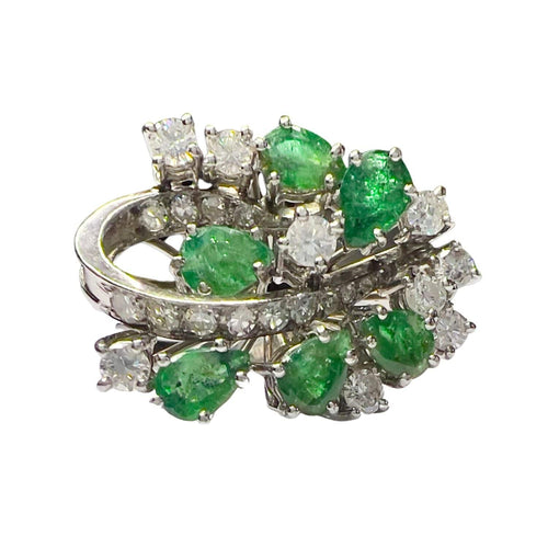 Bague 62 Bague contemporaine avec diamants et émeraudes en chute de 1,80 ct 58 Facettes Q327B