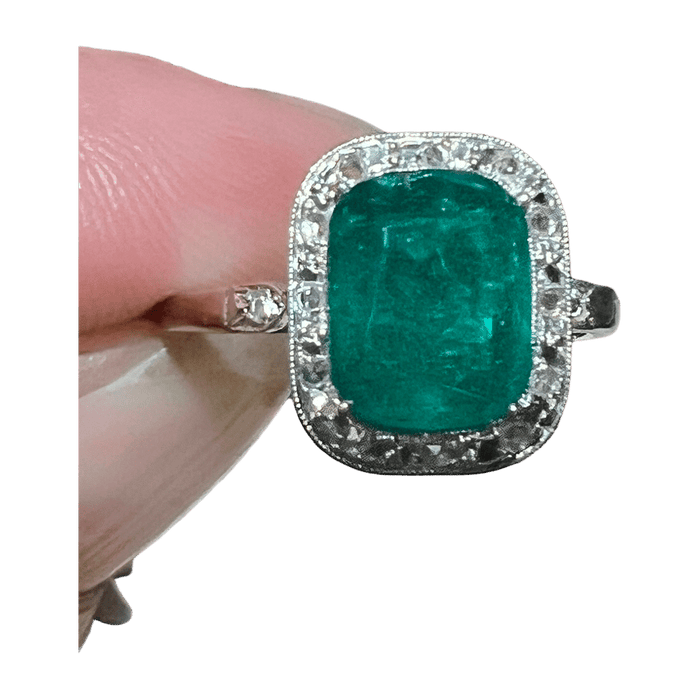 Ring Art Deco Smaragd diamanten van 1,60 ct