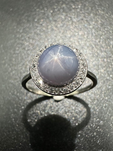 Bague 55 Bague Art Déco Saphir étoilé et diamants, Or et Platine 58 Facettes