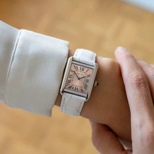 Montre Cartier - Montre Tank Solo cadran rose romain édition limitée 58 Facettes