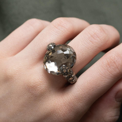 Bague 53 POMELLATO - Bague Tango en or rose quartz fumé et diamants 58 Facettes