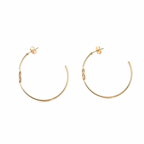 Boucles d'oreilles Boucles d'oreilles créoles pastilles d'onyx et or jaune 58 Facettes