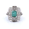 Anel Art Deco ouro esmeralda diamantes