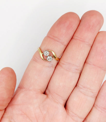 18k黄金古董戒指Toi & Moi，钻石和陀飞轮镶嵌（约1900年） 