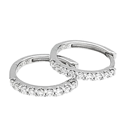 Boucles d'oreilles Petites créoles, or blanc, diamants. 58 Facettes 34283