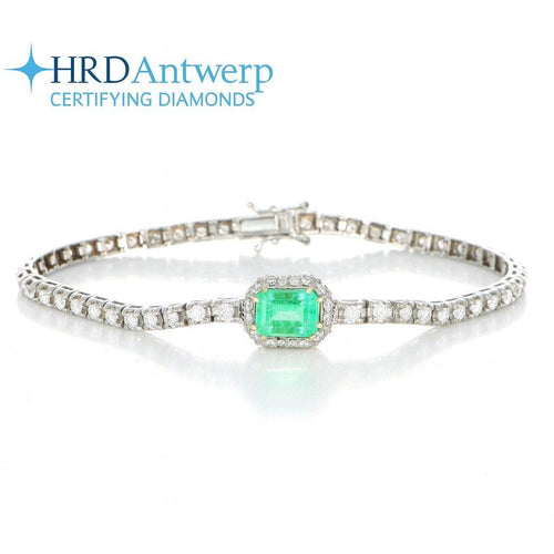 Bracelet Bracciale en or blanc 18 carats avec diamants et émeraude 58 Facettes