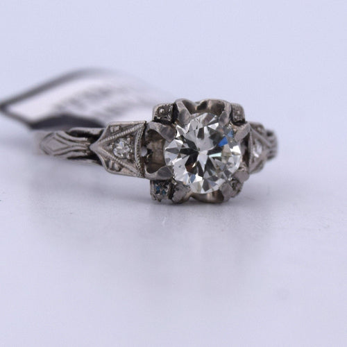 Bague 55 BAGUE ANTIQUE EN OR BLANC 18KT - DIAMANT 0,75 ct 58 Facettes