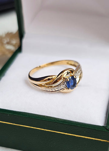 Bague 55 Bague Saphir en Or jaune et Blanc 58 Facettes 637