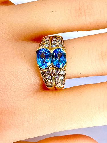 Bague 59 Bague bandeau Or jaune Topaze Diamants 58 Facettes AB229