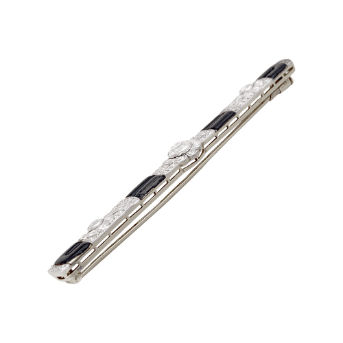 Broche Broche Art Déco, platine, or blanc, diamants, émail. 58 Facettes 34375