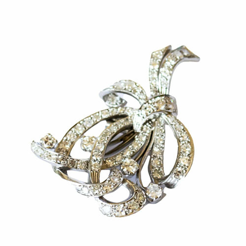 Broche Broches rétro en diamant (2 pièces) Platine - 4,36 ct 58 Facettes A1156