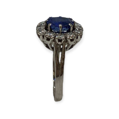 Bague 50 Bague platine sertie d’un saphir de Ceylan non chauffé de 1.82 cts et diamants 58 Facettes 330079802