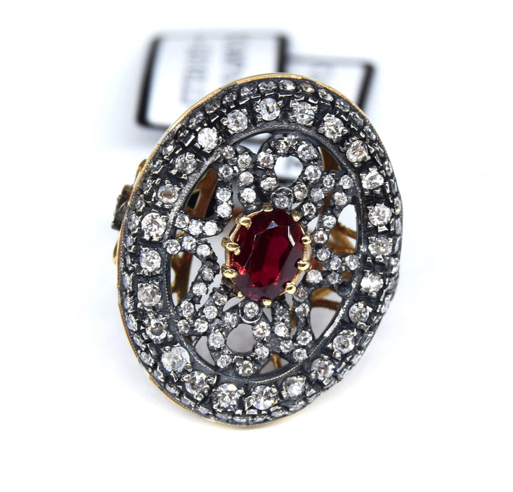 Bague 54 Bague Art Déco rubis diamants 58 Facettes