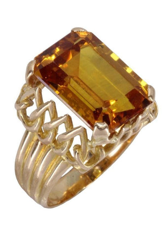 Bague 53 BAGUE ANCIENNE SAPHIR JAUNE 58 Facettes 083821
