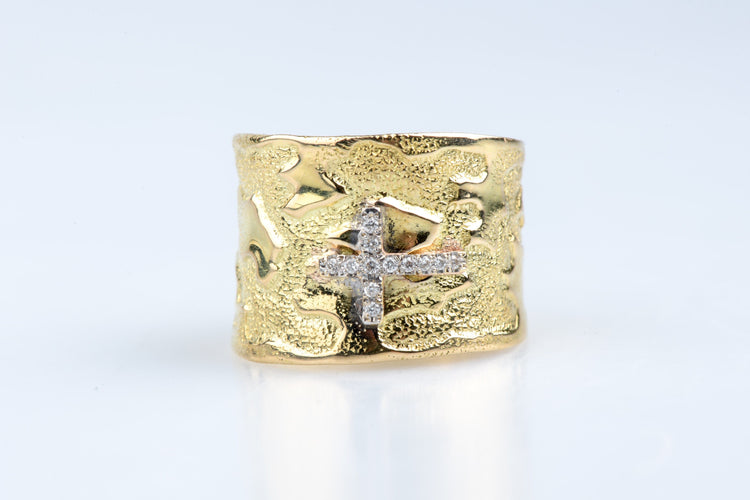 Bague 54 Bague croix en or jaune et diamants 0,12 ct 58 Facettes BG-130000543-107