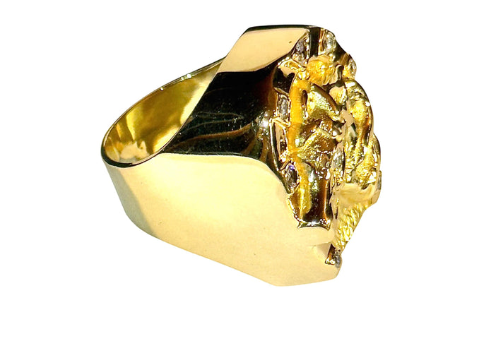 Bague 66 Bague or jaune et diamants , Fer à cheval 58 Facettes