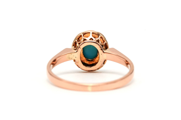 Bague 52 Bague Napoléon III or jaune sertie de perles et d'une turquoise 58 Facettes 23013