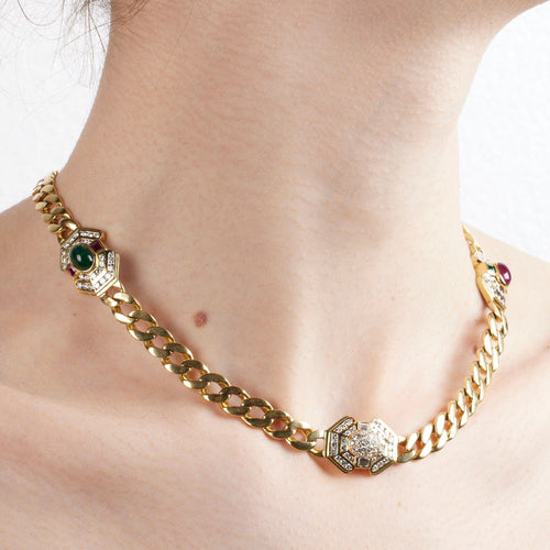 Collier Collier diamant rubis et émeraude 58 Facettes