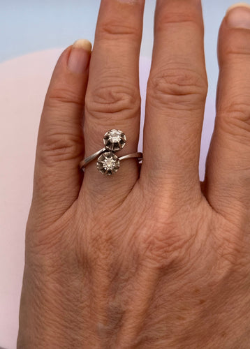 Bague 56 Bague Toi & Moi or gris diamants 58 Facettes