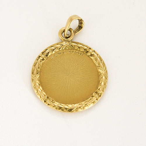 Pendentif AUGIS - Médaille d'Amour - or jaune, rubis de synthèse et diamants 58 Facettes B250444