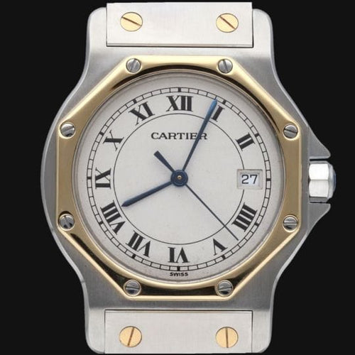Saat Cartier Santos Ronde Octagon 18 Ayar Sarı Altın ve Çelik 58 Facettes MT45328