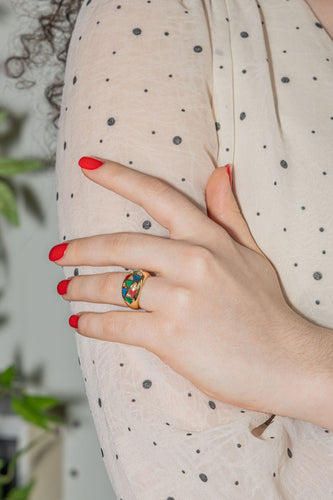 Bague 52 Bague Or jaune Diamant, Email 58 Facettes 3543609CN