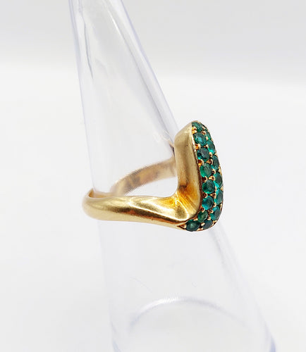 Bague 49 Bague jonc vintage or pavé d'émeraude et monture à enroulement 58 Facettes A04057