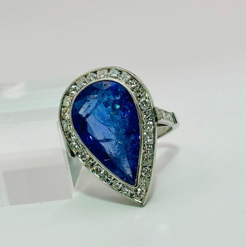 Bague Bague en platine avec diamants et tanzanite 58 Facettes 50281