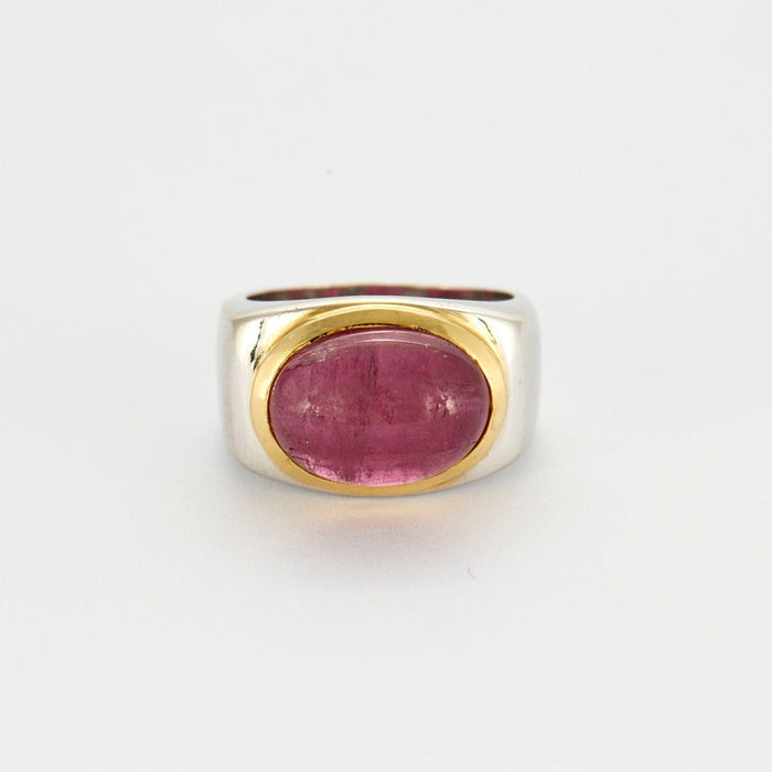 Anillo de turmalina rosa en oro amarillo y blanco