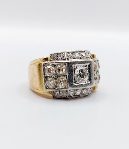 Bague 48 Bague tank art déco or jaune, platine et diamant 58 Facettes A05718