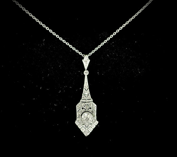 Pendentif Pendentif Art Déco or blanc diamants 58 Facettes