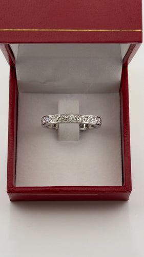 Bague 59 Alliance vintage en platine et diamants tour complet 58 Facettes