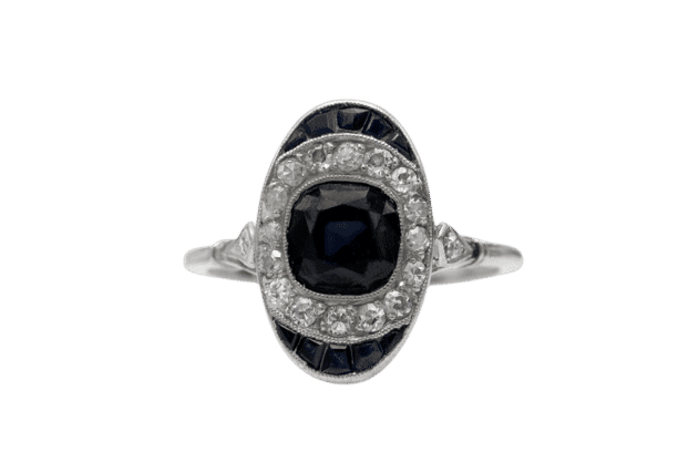Bague 54 Bague Art Déco en platine ornée de saphirs et de diamants 58 Facettes 10684