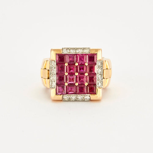 Bague 49 LACLOCHE – Bague Diamants et rubis synthétiques 58 Facettes