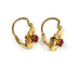 18-carat yellow gold earrings Sleepers earrings with red stones 