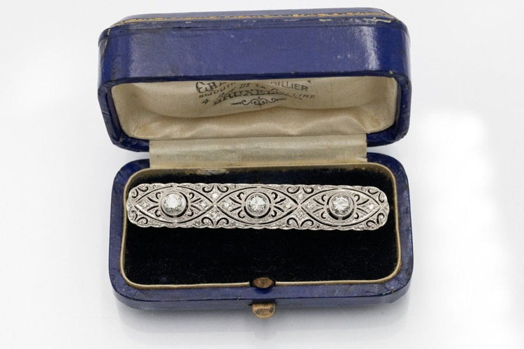 Broche Broche oblongue de style Art Déco avec diamants d'environ 1,25 ct 58 Facettes KLD2