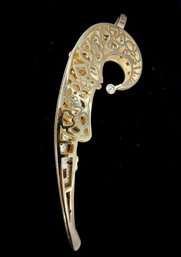 Pendentif Pendentif en forme de lune en or jaune serti de diamants avec mélange de tailles 58 Facettes