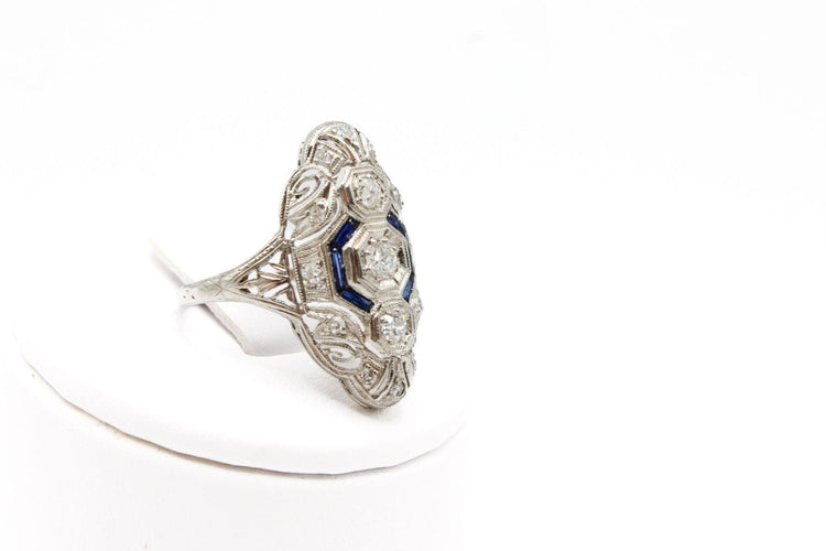 Bague 53 Bague 1930 marquise platine et diamants 58 Facettes 250309