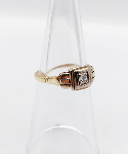 Bague 49.5 Bague Art Déco or deux tons, diamant 58 Facettes A05340