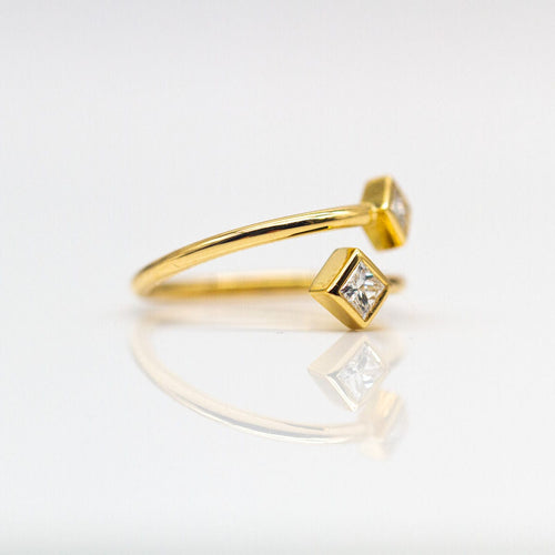 Bague 53 Bague PRINCESSE en or jaune et diamants 58 Facettes D364481GM