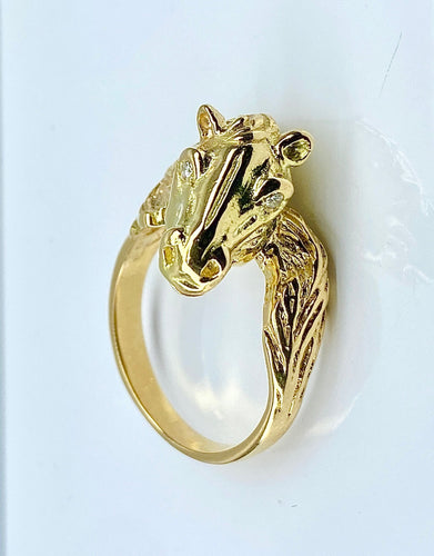 Bague 51 Bague en or jaune, tête de cheval et diamants 58 Facettes AB643