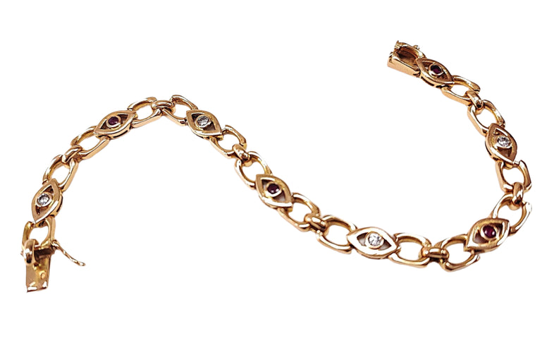 Bracelet Bracelet or rose diamants et rubis 58 Facettes Brac.rub.dt-1480